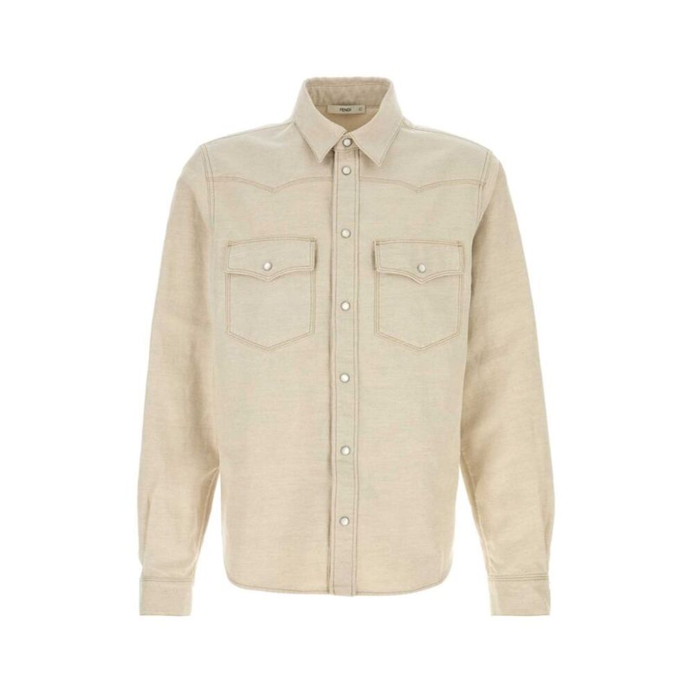 Fendi Men Sand Denim Shirt